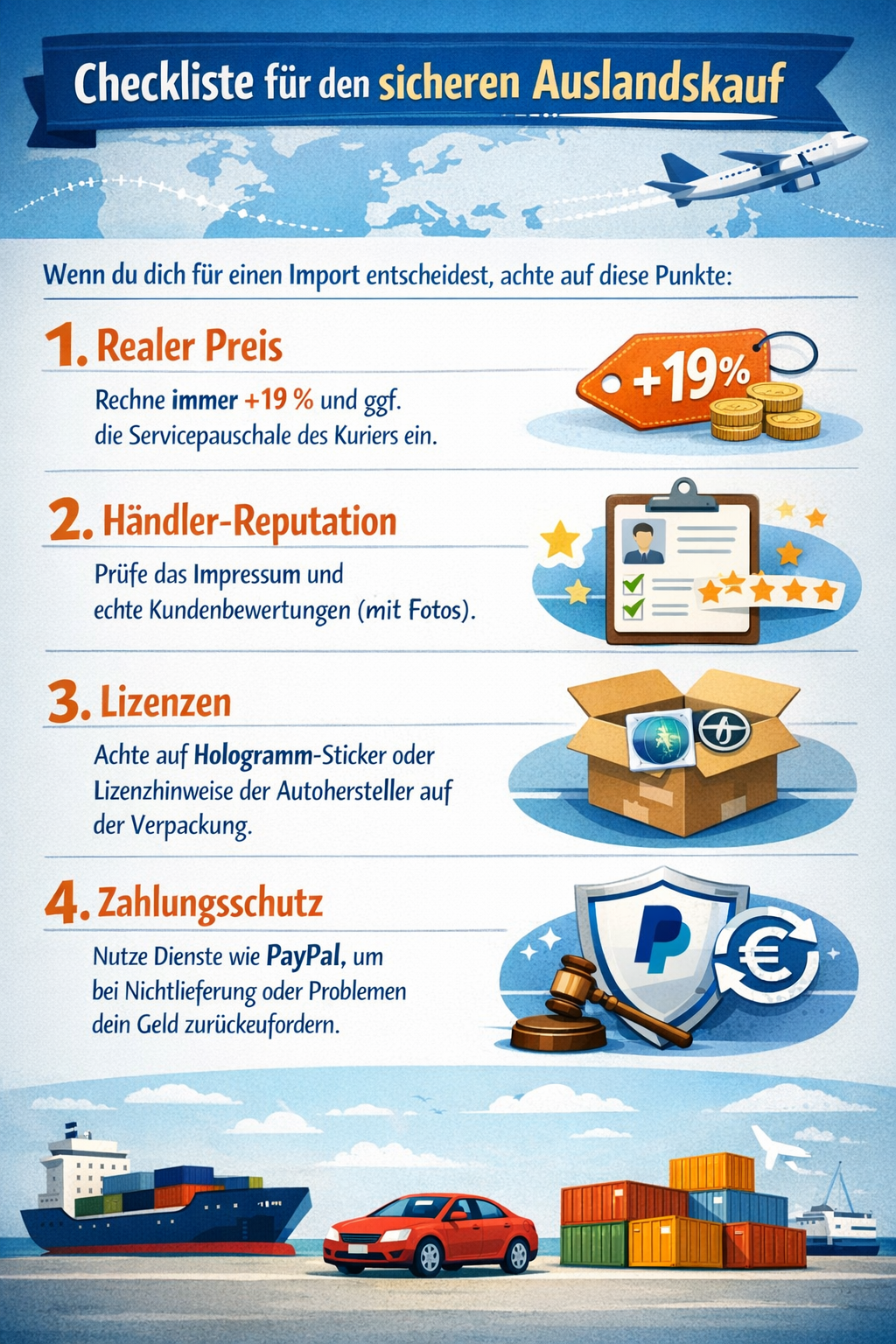 Import Checkliste für Modellautos