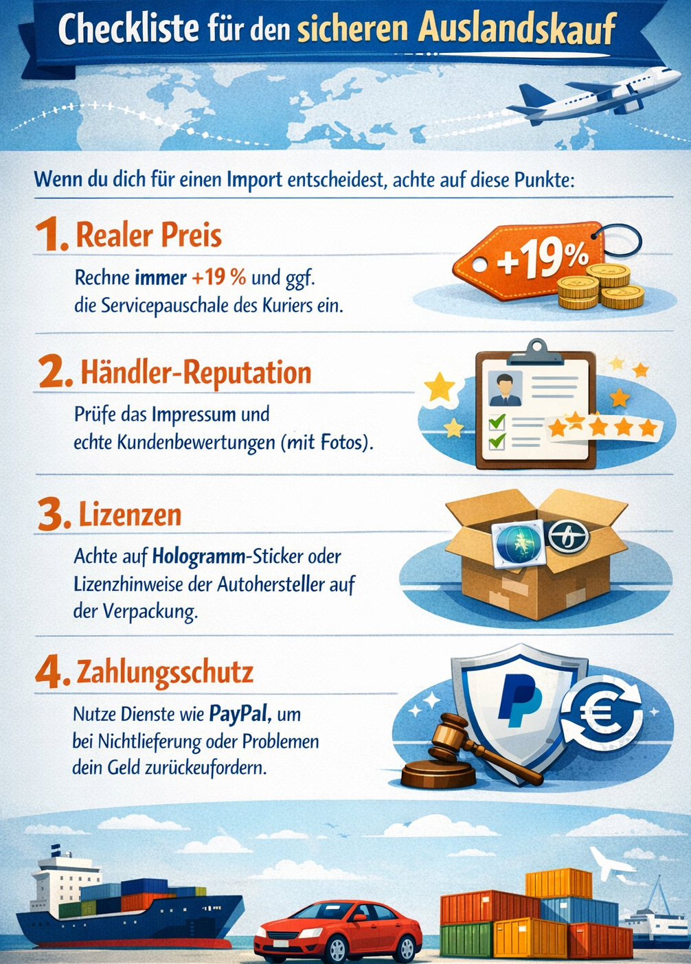 Import Checkliste für Modellautos